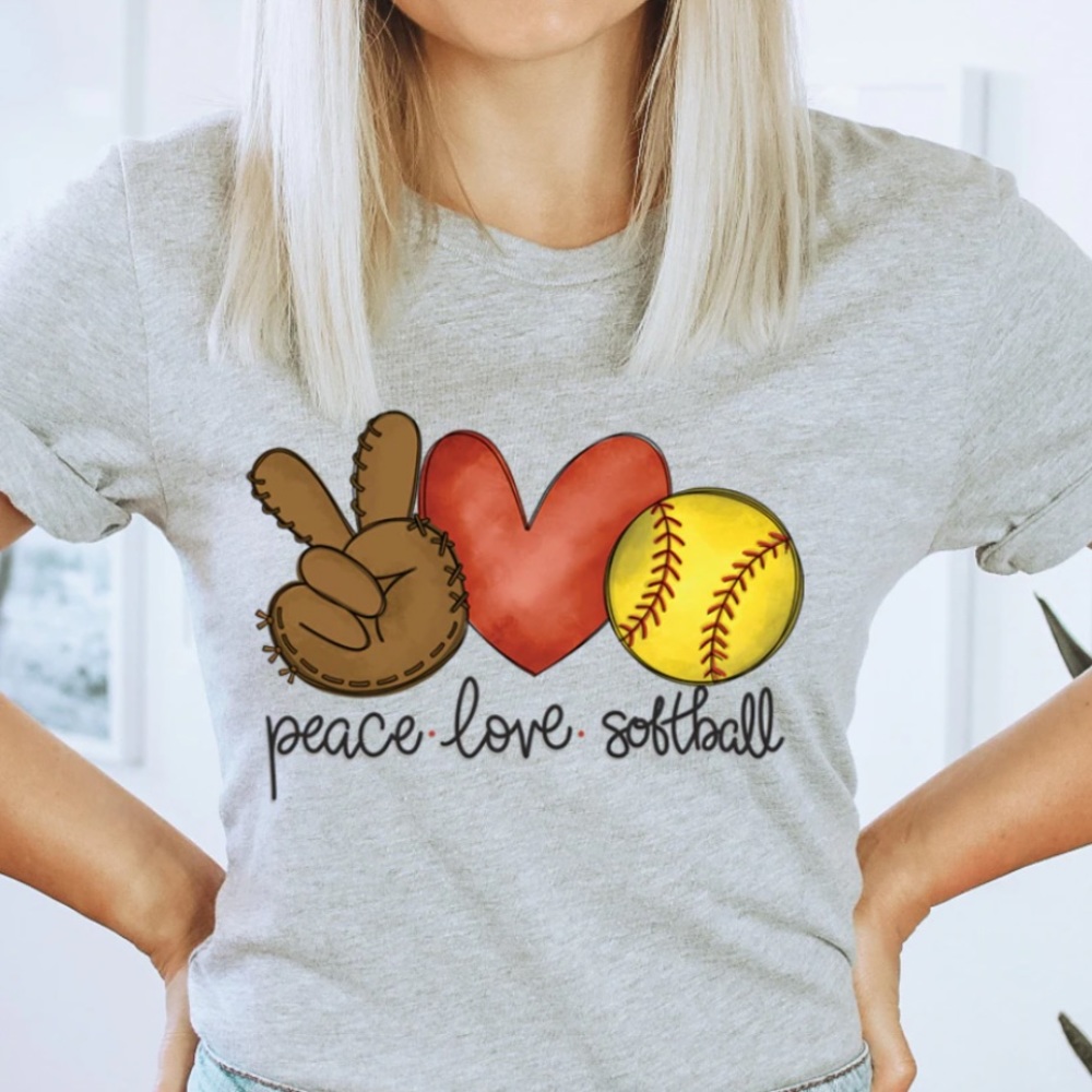 NEW Gray Cotton Blend T-Shirt Softball Fans Tee Super Soft Unisex Sizes - Picture 2 of 5